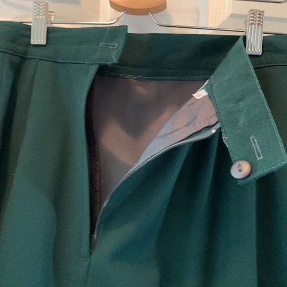 BRAEMAR PETITES by Jeremy Scott 100% wool dark green lined skirt - Picture 6 of 12